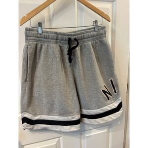 Nike Air Mens Sportswear Fleece Shorts Gray Varsity Logo Mesh Trim Medium